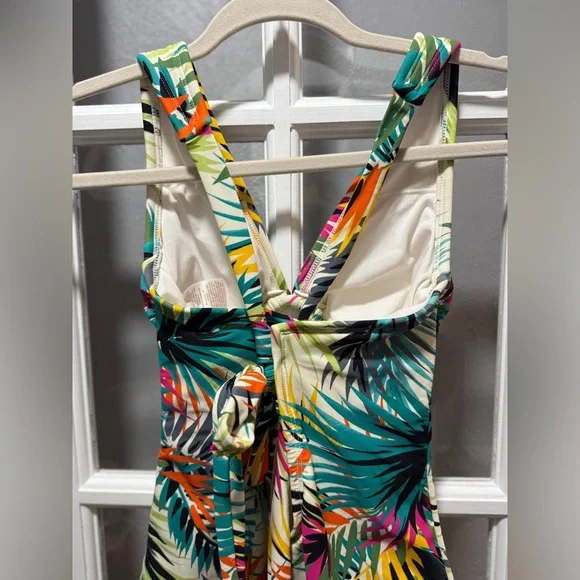 NWOT Shade & Shore Women's Plunge Ring Detail Swimsuit-Multi Tropical Print - Picture 13 of 13